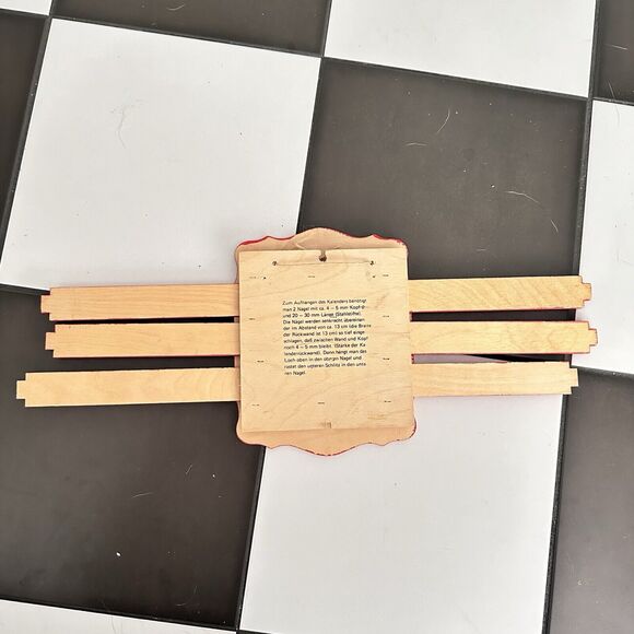 Vintage German Perpetual Sliding Wall Calendar WOOD Painted Red Kitschy - Picture 6 of 13